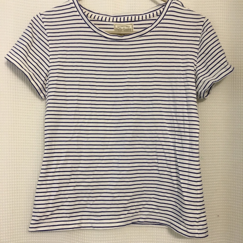 Petite Gamine blue and white shirt